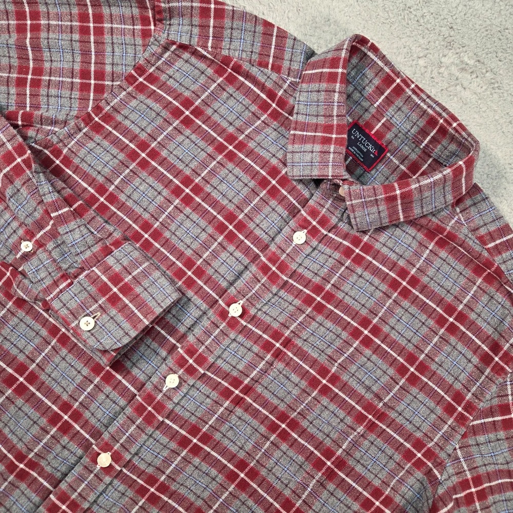 Untuckit Cabero Flannel Shirt Mens Large L Red Gray Flannel Performance Gorpcore
